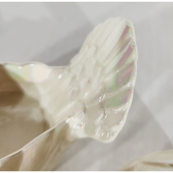 Vtg Tealight Candle Holder Pair Turkey Bird White Lusterware Pearlescent *Chip - Picture 2 of 15